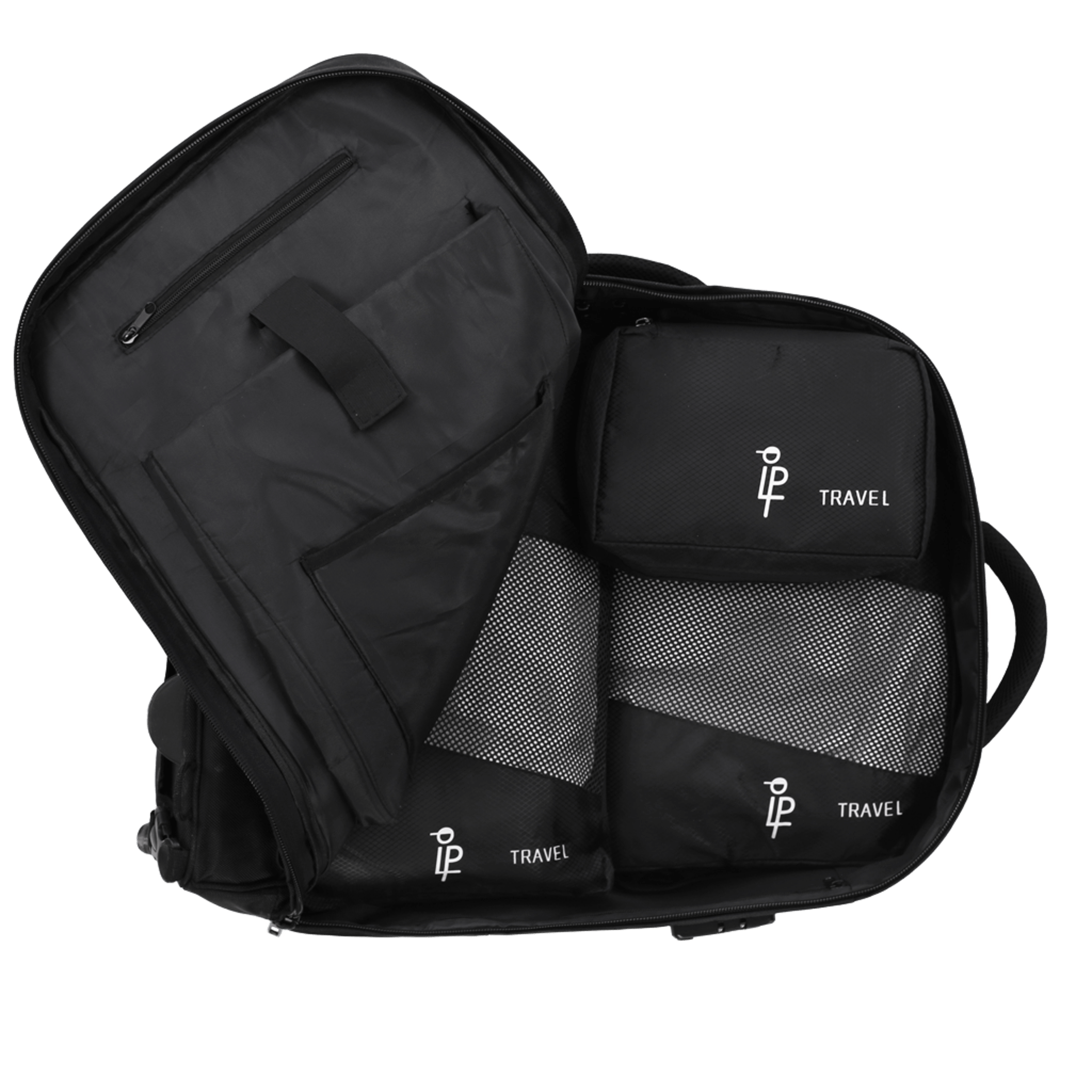 Legpack Compressie Packing Cubes Set in rugzak met wieltjes